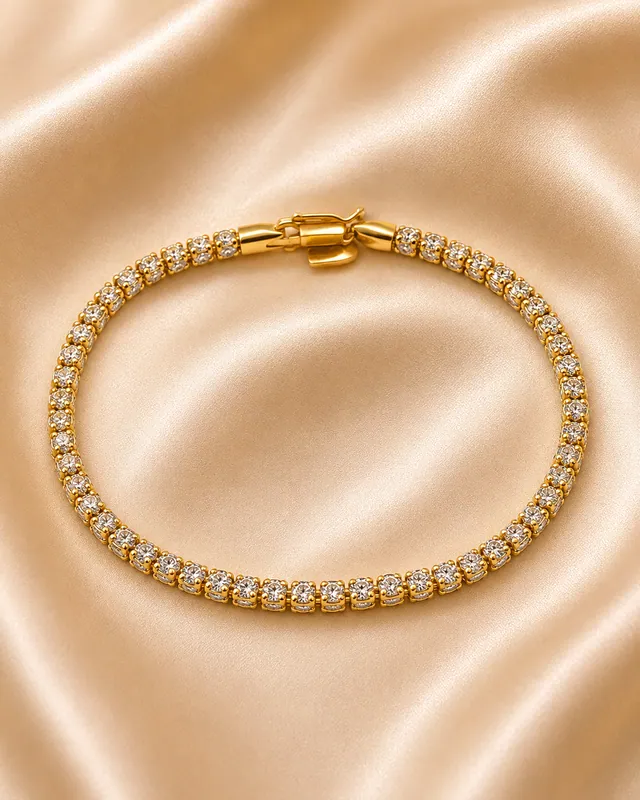 Rantai tangan bead rhodium keemasan